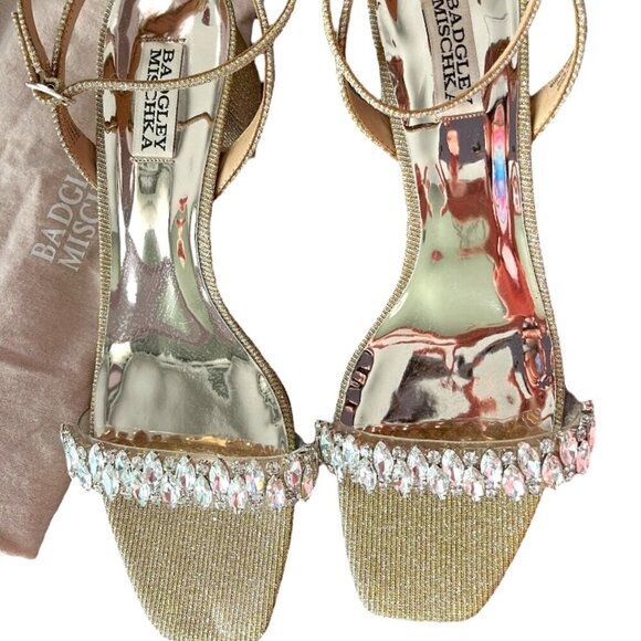 Badgley Mischka Harlow Ankle Strap Block Heel (Platino Gold) - Picture 3 of 9